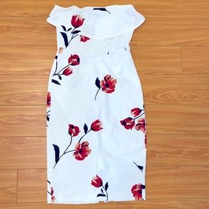 Strapless White Floral Dress